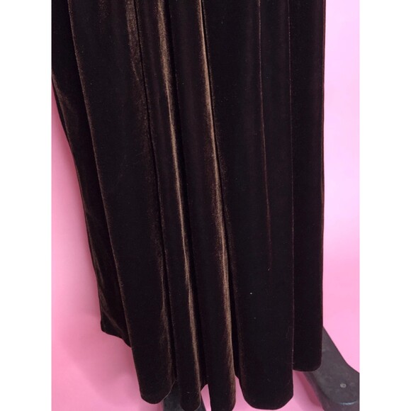 Y2K JESSICA McCLINTOCK NWT. Low Back Rosette Velvet Long Sleeve Maxi Dress. S-M - Picture 5 of 10